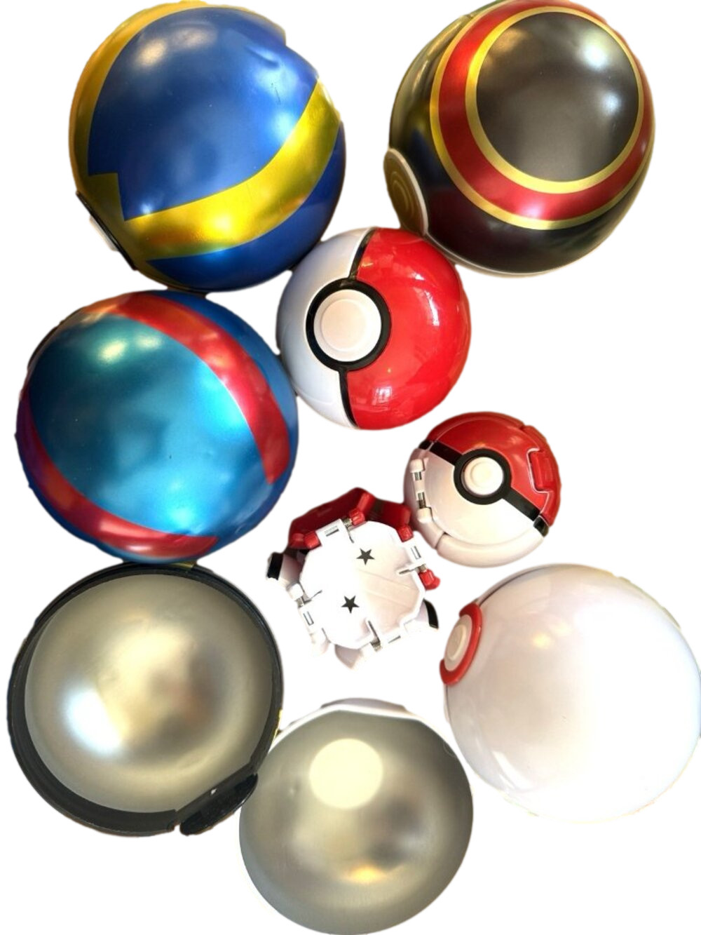 8 pc Lot 5 Large Pokemon Balls 2 Throw N Pop 1 Zanzoon Talking Electronic Ball